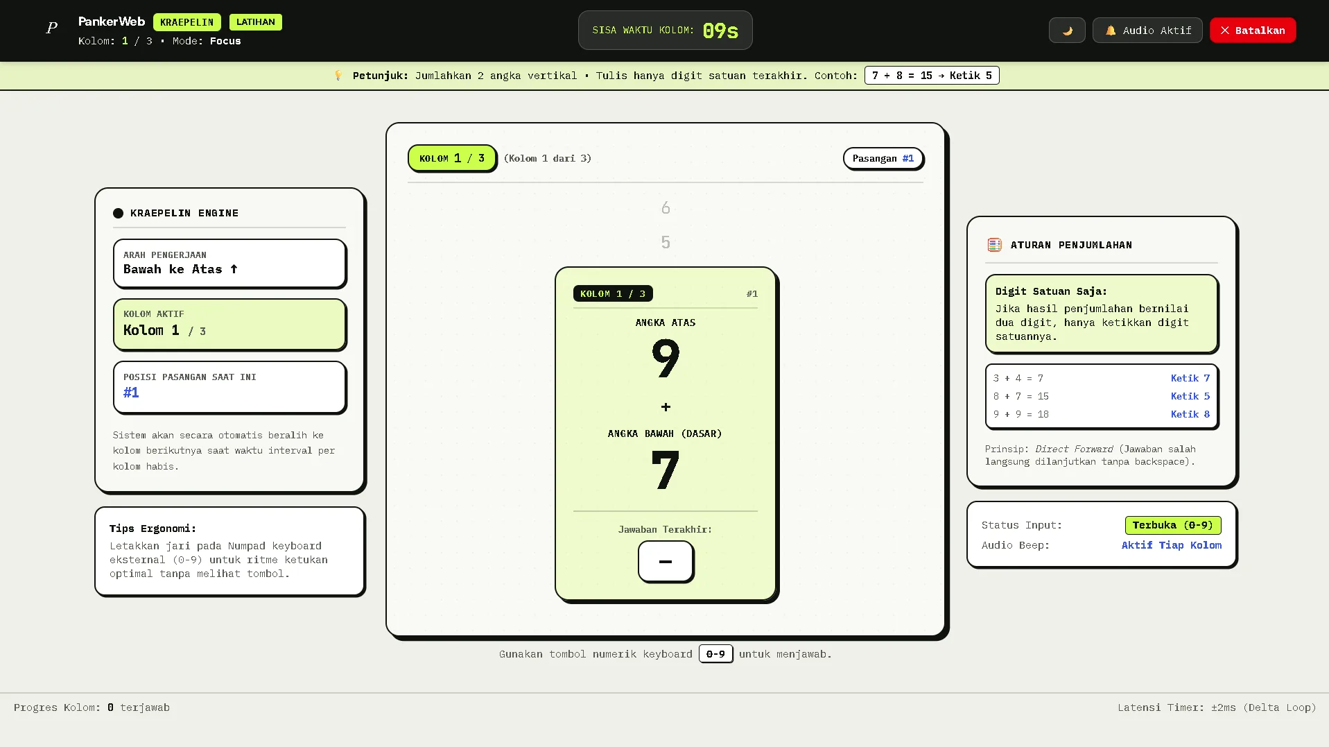 PankerWeb - Kraepelin & Pauli Psychometric Engine